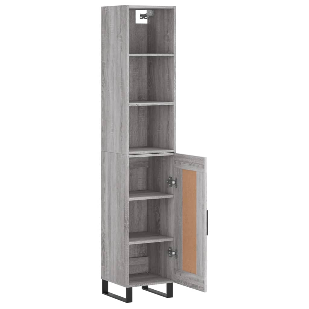 vidaXL Aparador alto madera contrachapada gris Sonoma 34,5x34x180 cm