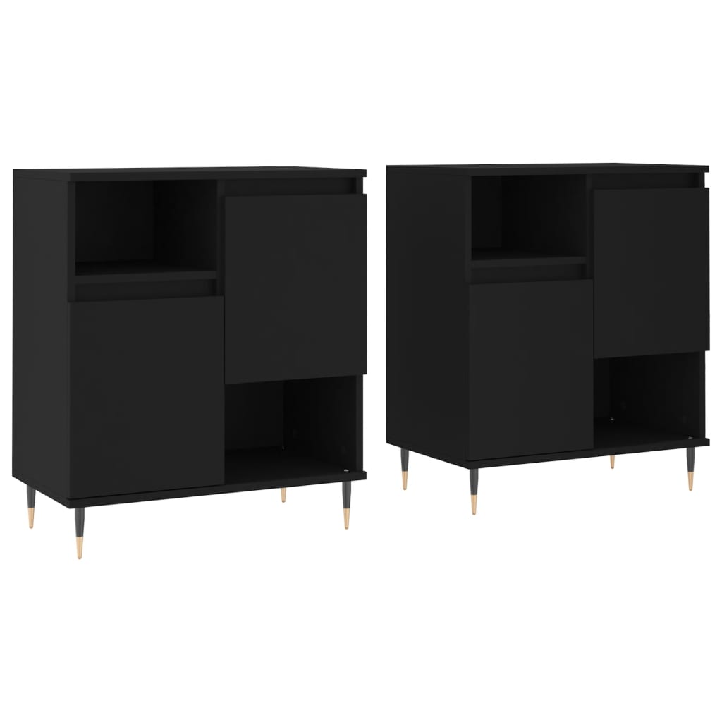 vidaXL Aparadores 2 uds madera contrachapada negro