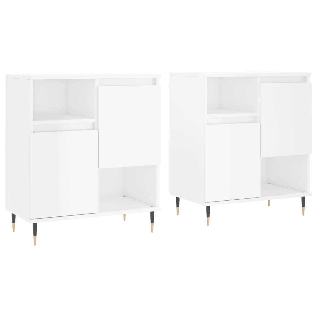 vidaXL Aparadores 2 uds madera contrachapada blanco brillo