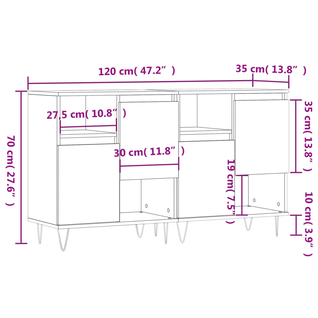 vidaXL Aparadores 2 piezas madera contrachapada roble ahumado