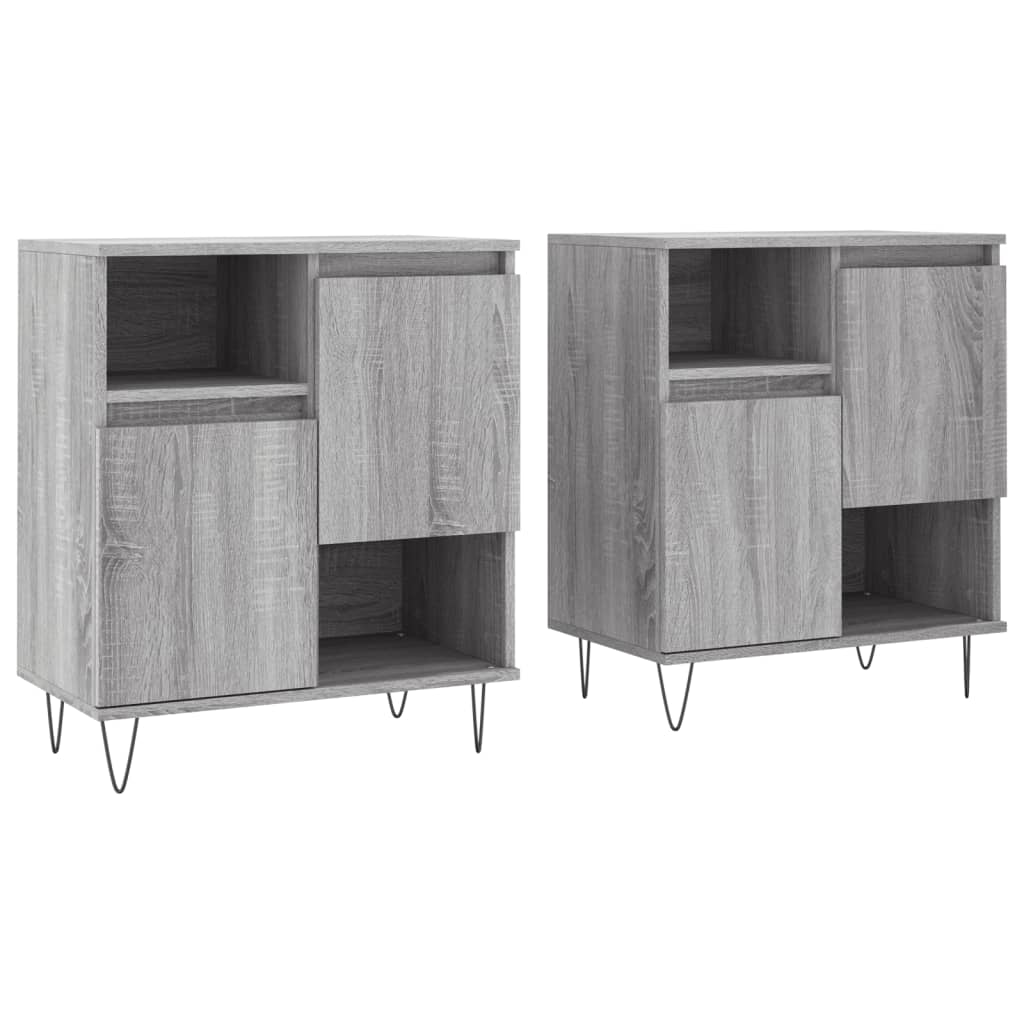 vidaXL Aparadores 2 piezas madera contrachapada gris Sonoma