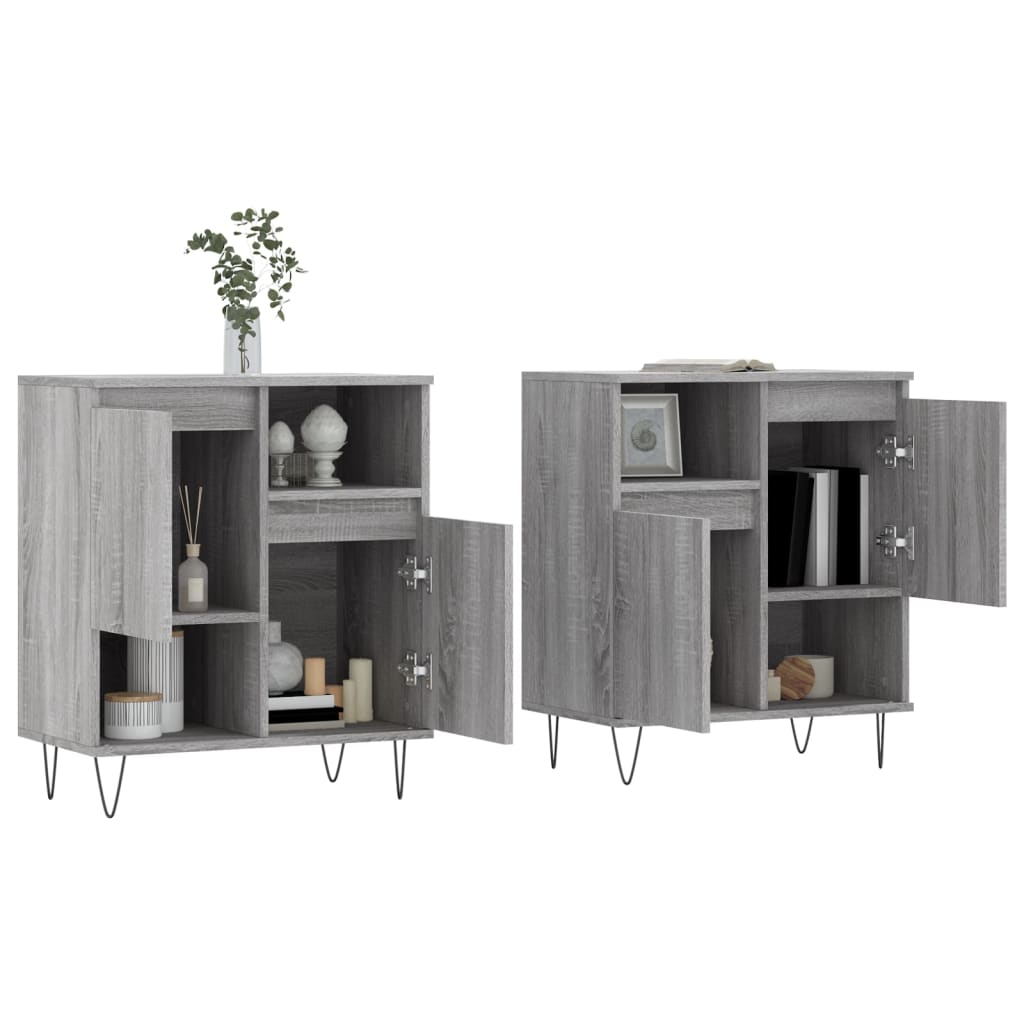 vidaXL Aparadores 2 piezas madera contrachapada gris Sonoma