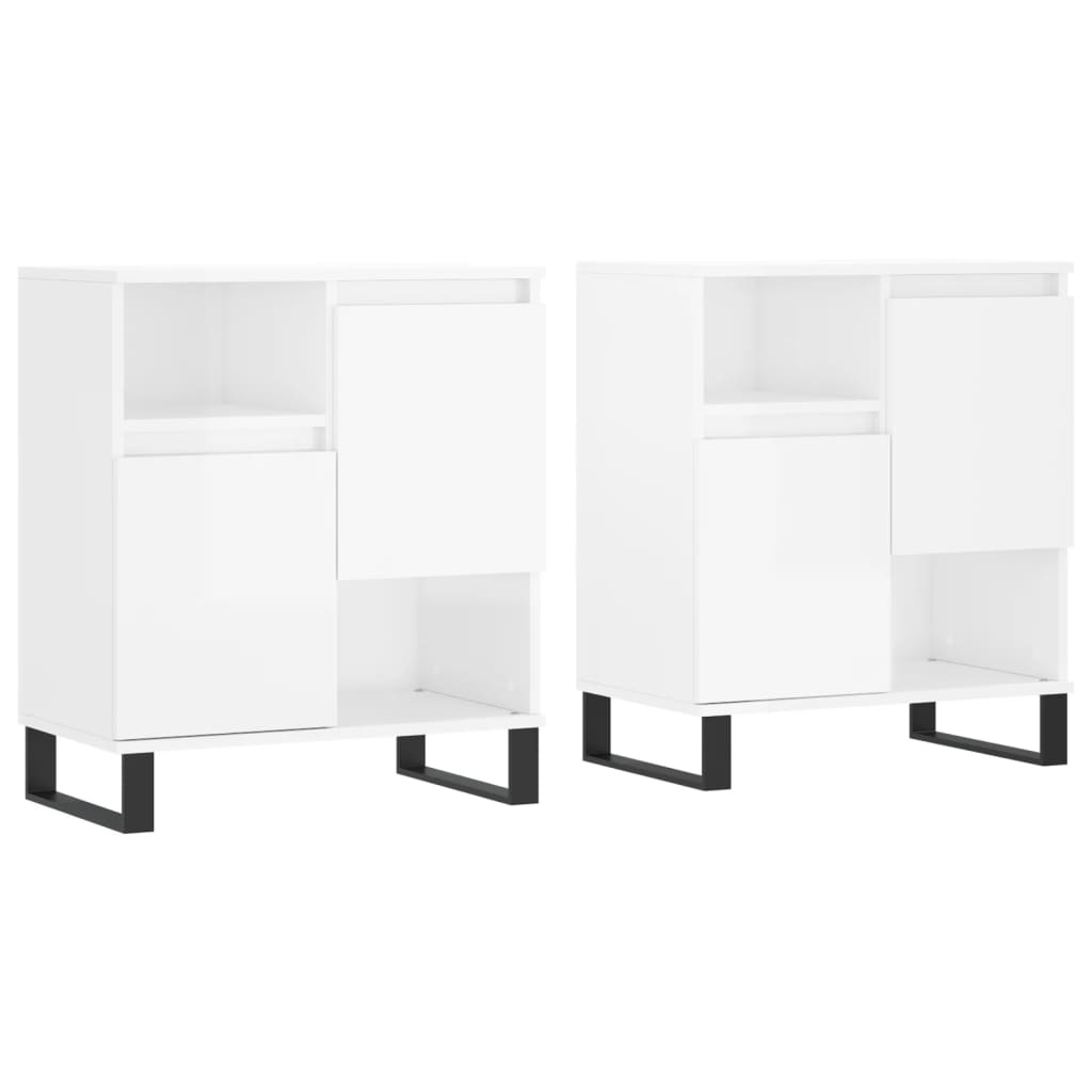 vidaXL Aparadores 2 uds madera contrachapada blanco brillo