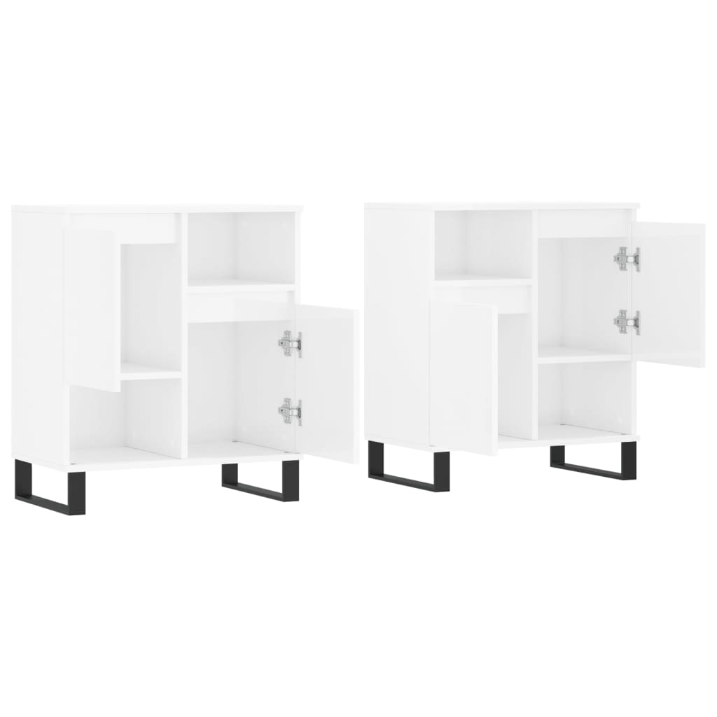 vidaXL Aparadores 2 uds madera contrachapada blanco brillo