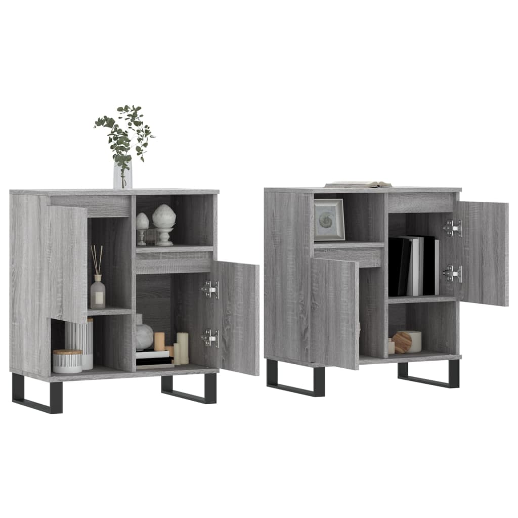 vidaXL Aparadores 2 piezas madera contrachapada gris Sonoma