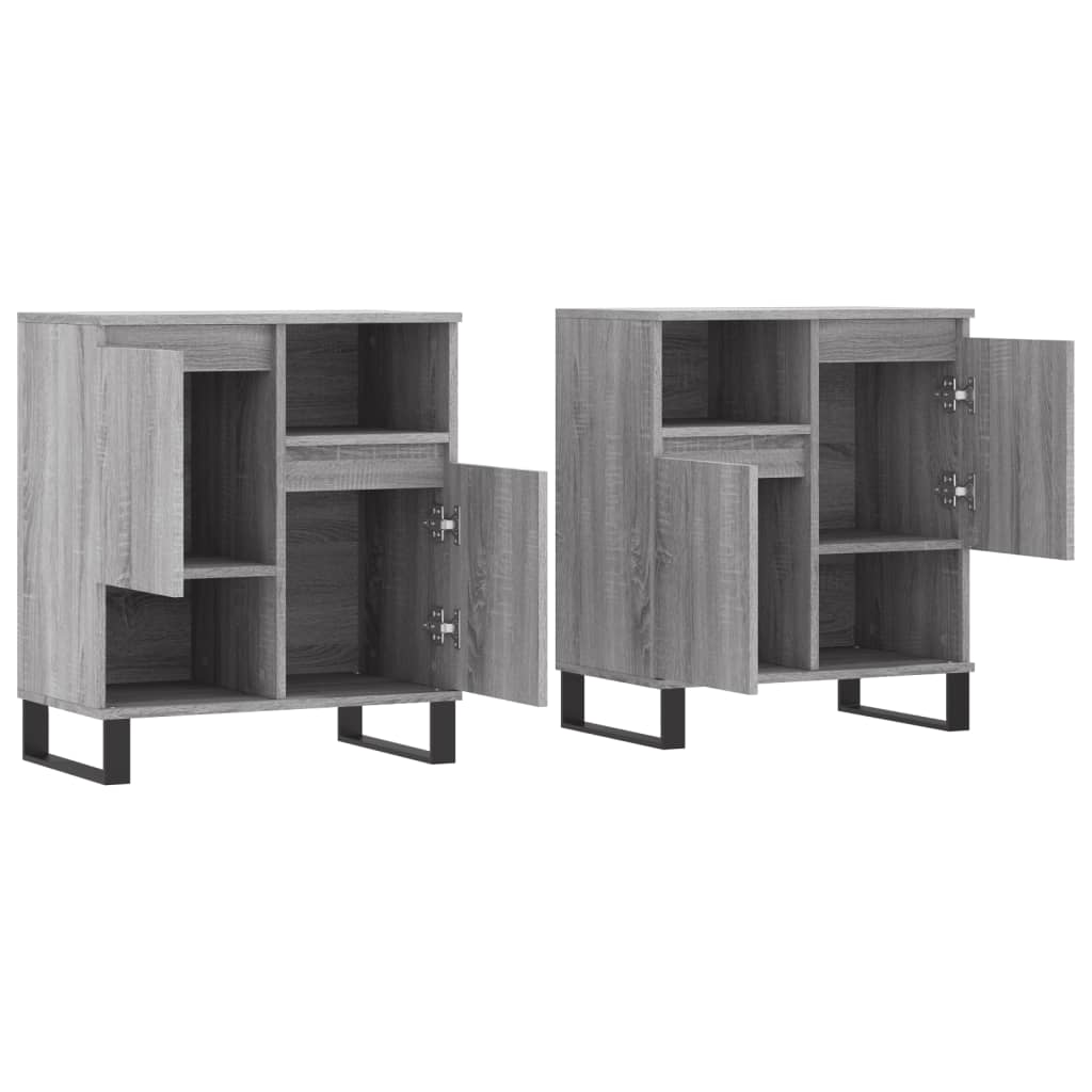 vidaXL Aparadores 2 piezas madera contrachapada gris Sonoma