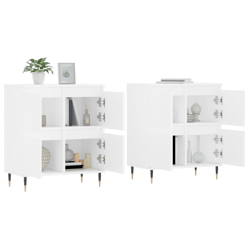 vidaXL Aparadores 2 piezas madera contrachapada blanco