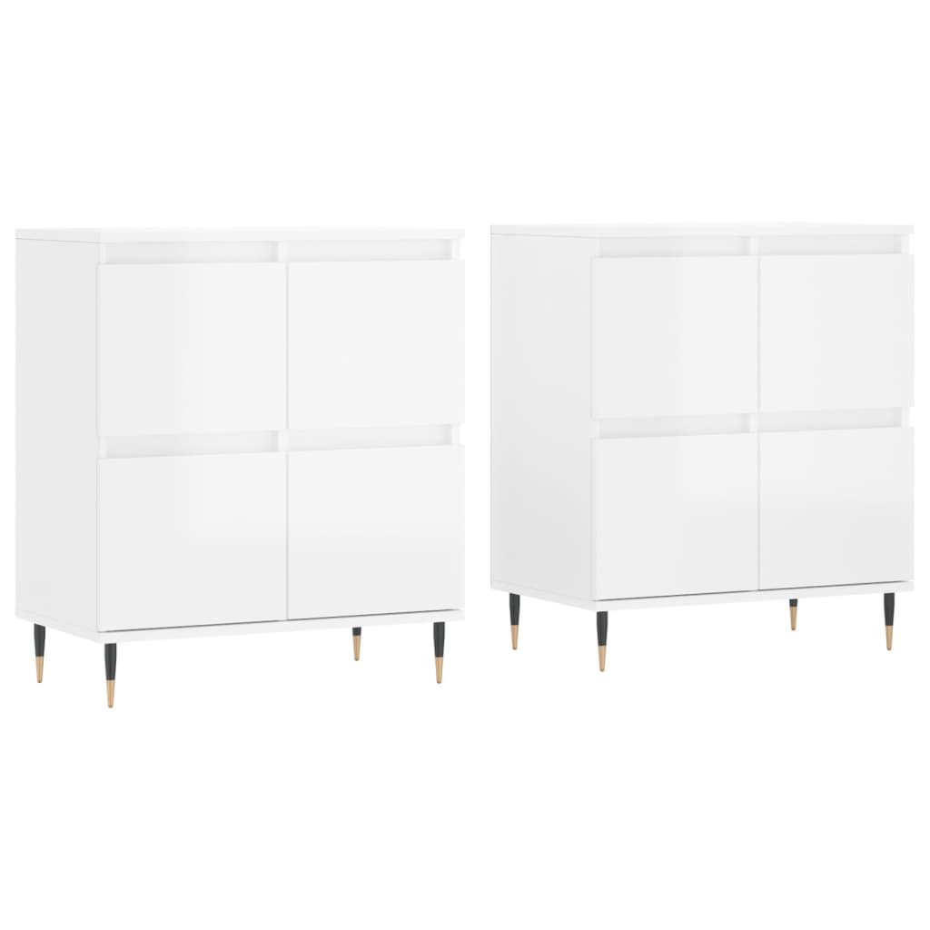 vidaXL Aparadores 2 uds madera contrachapada blanco brillo