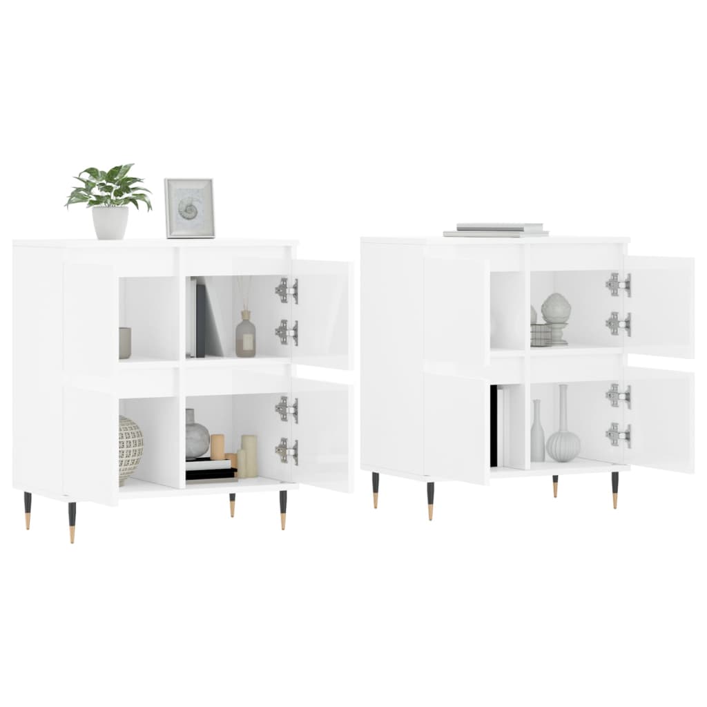 vidaXL Aparadores 2 uds madera contrachapada blanco brillo