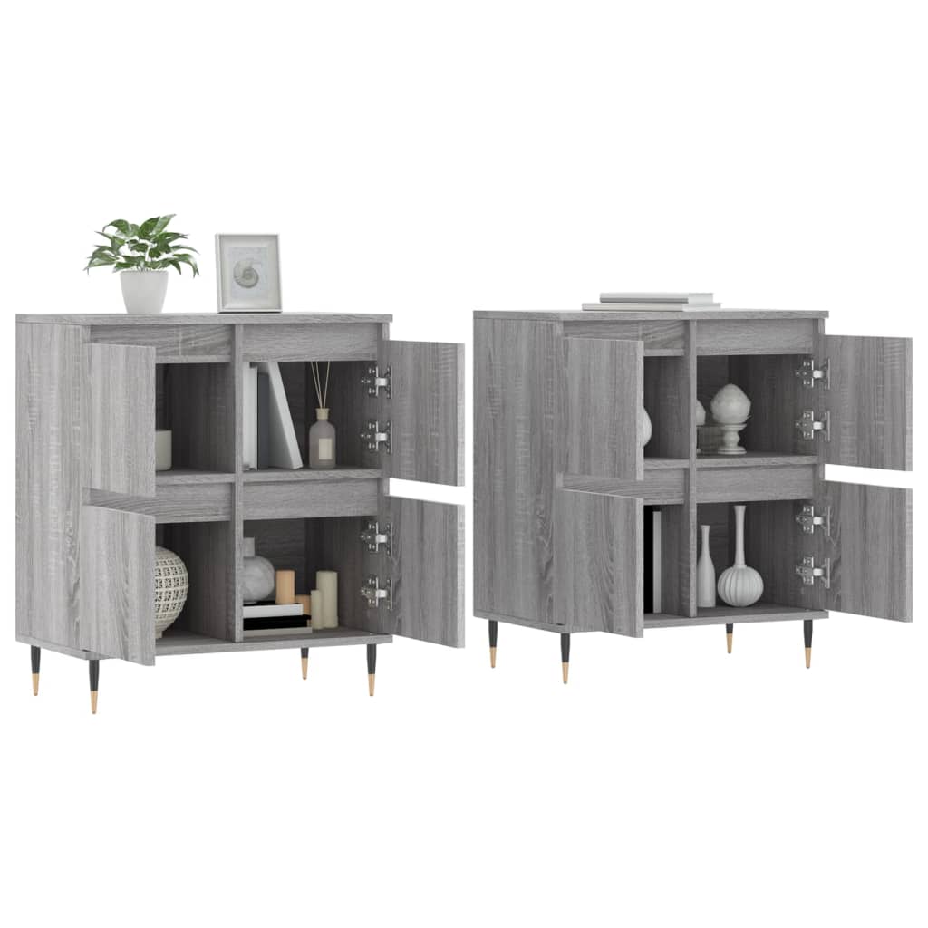 vidaXL Aparadores 2 piezas madera contrachapada gris Sonoma