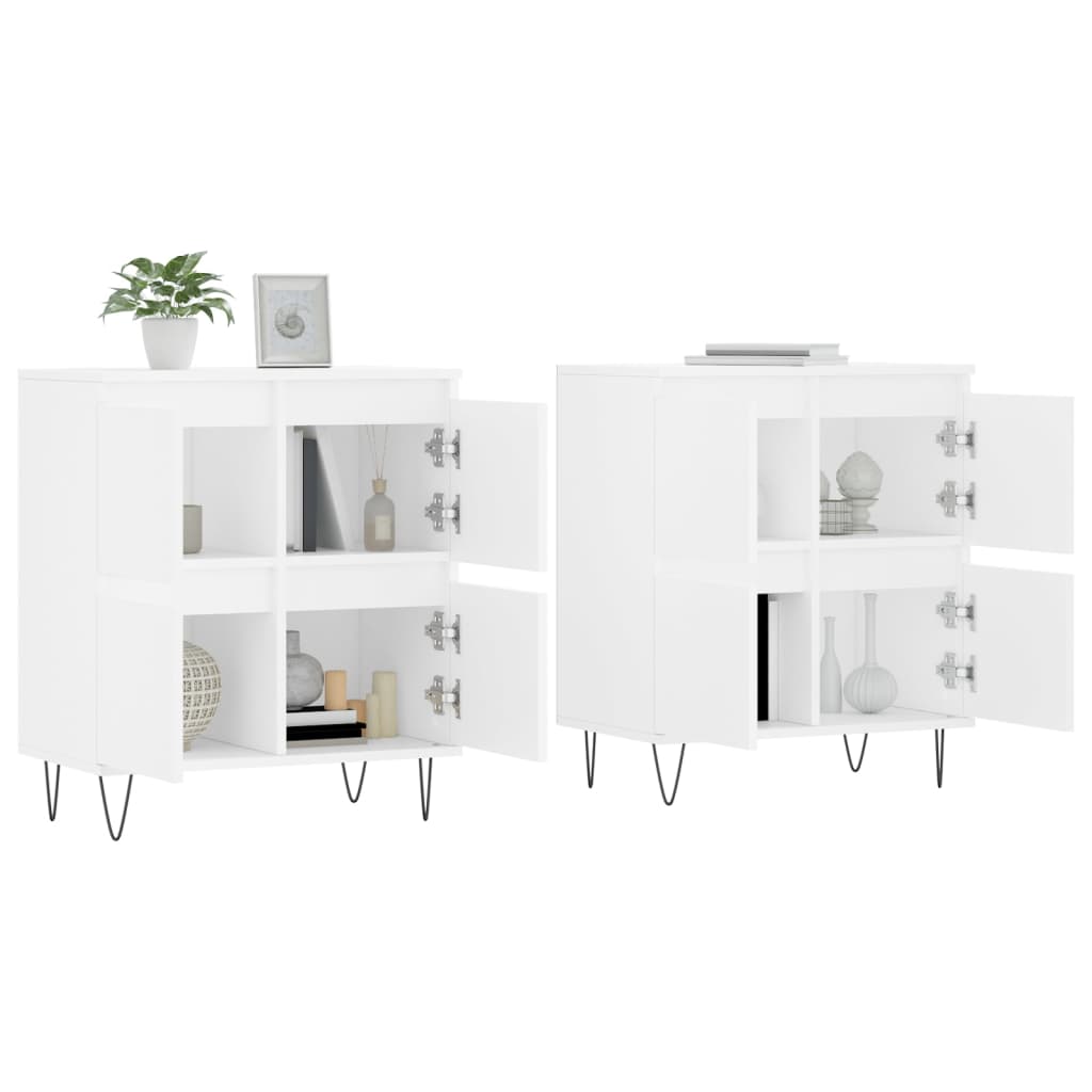 vidaXL Aparadores 2 uds madera contrachapada blanco