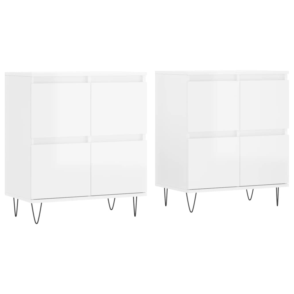 vidaXL Aparadores 2 uds madera contrachapada blanco brillo