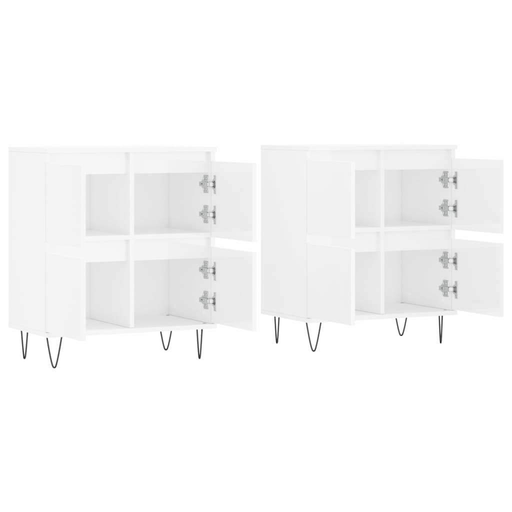 vidaXL Aparadores 2 uds madera contrachapada blanco brillo