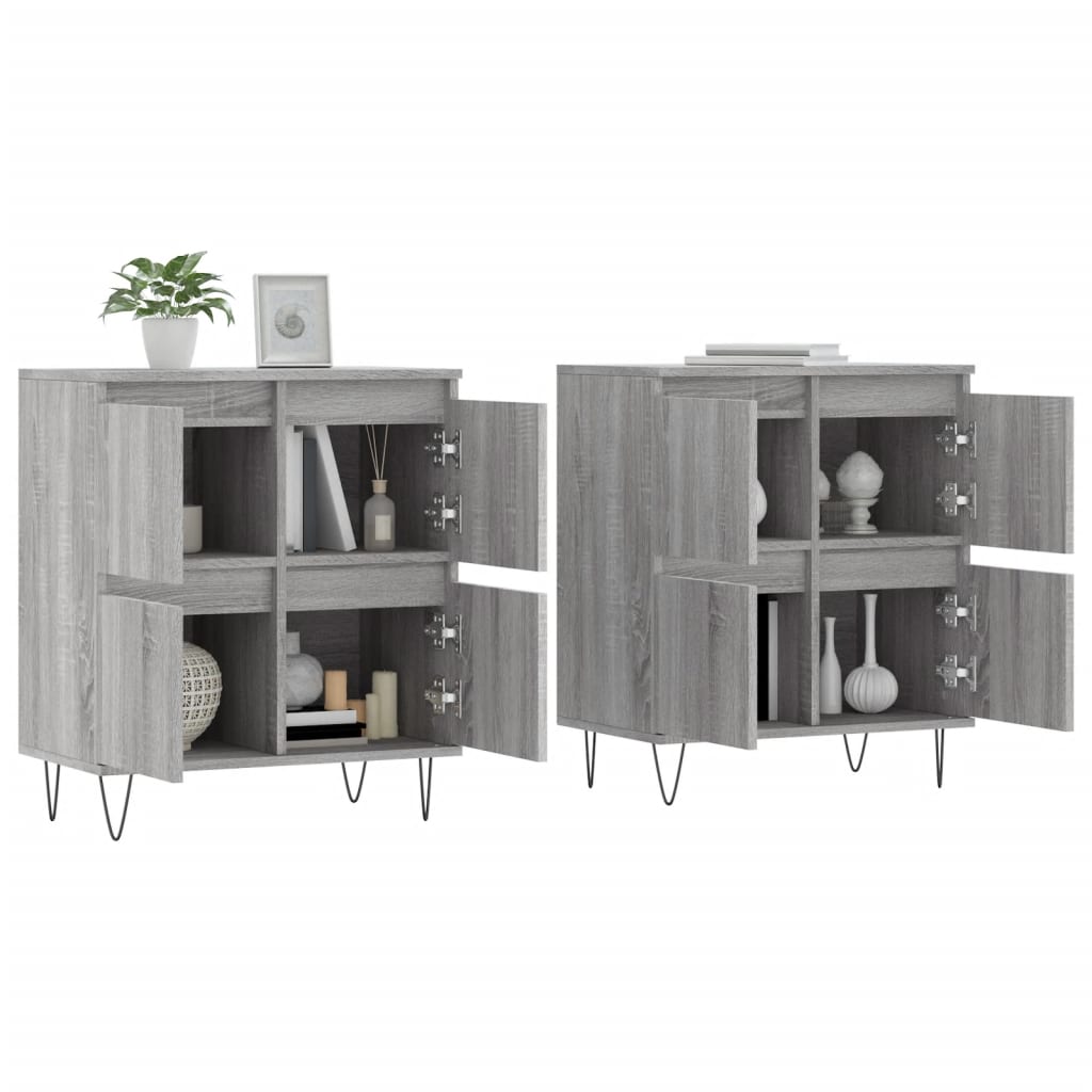 vidaXL Aparadores 2 uds madera contrachapada gris Sonoma