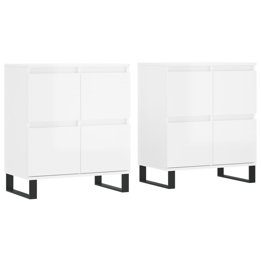 vidaXL Aparadores 2 uds madera contrachapada blanco brillo