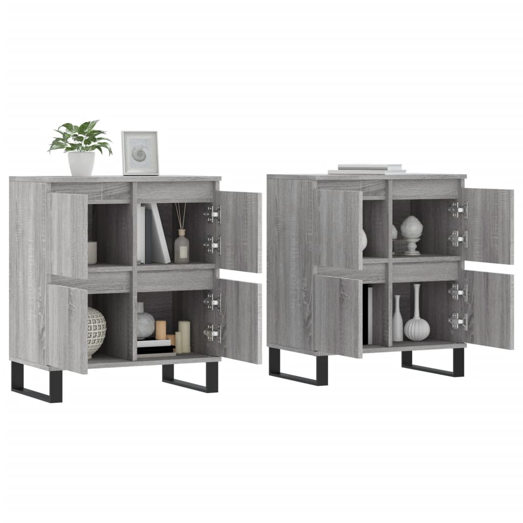 vidaXL Aparadores 2 piezas madera contrachapada gris Sonoma