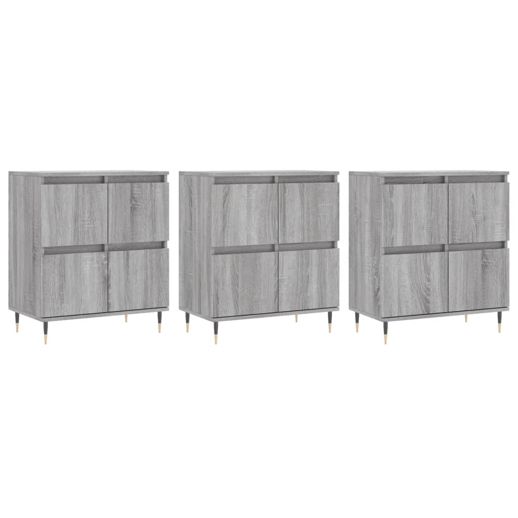 vidaXL Aparadores 3 uds madera contrachapada gris Sonoma