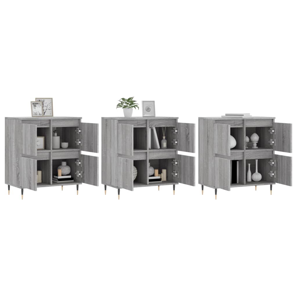 vidaXL Aparadores 3 uds madera contrachapada gris Sonoma