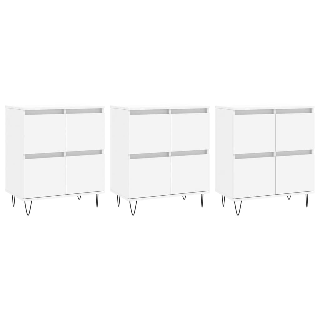 vidaXL Aparadores 3 uds madera contrachapada blanco