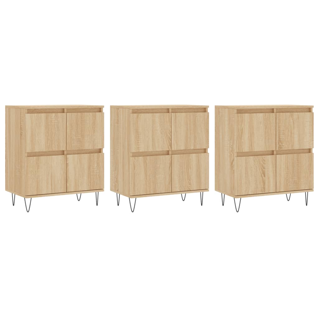 vidaXL Aparadores 3 uds madera contrachapada color roble sonoma