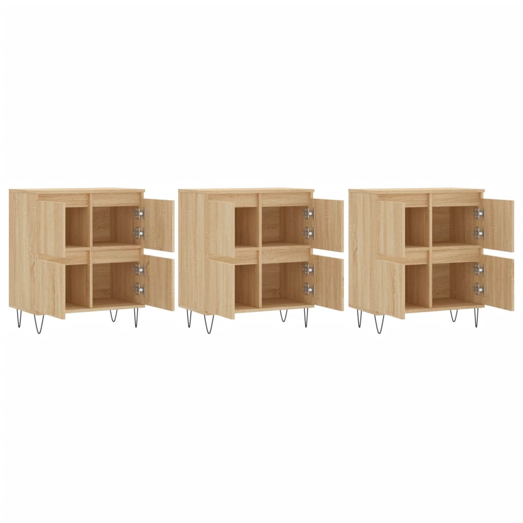 vidaXL Aparadores 3 uds madera contrachapada color roble sonoma