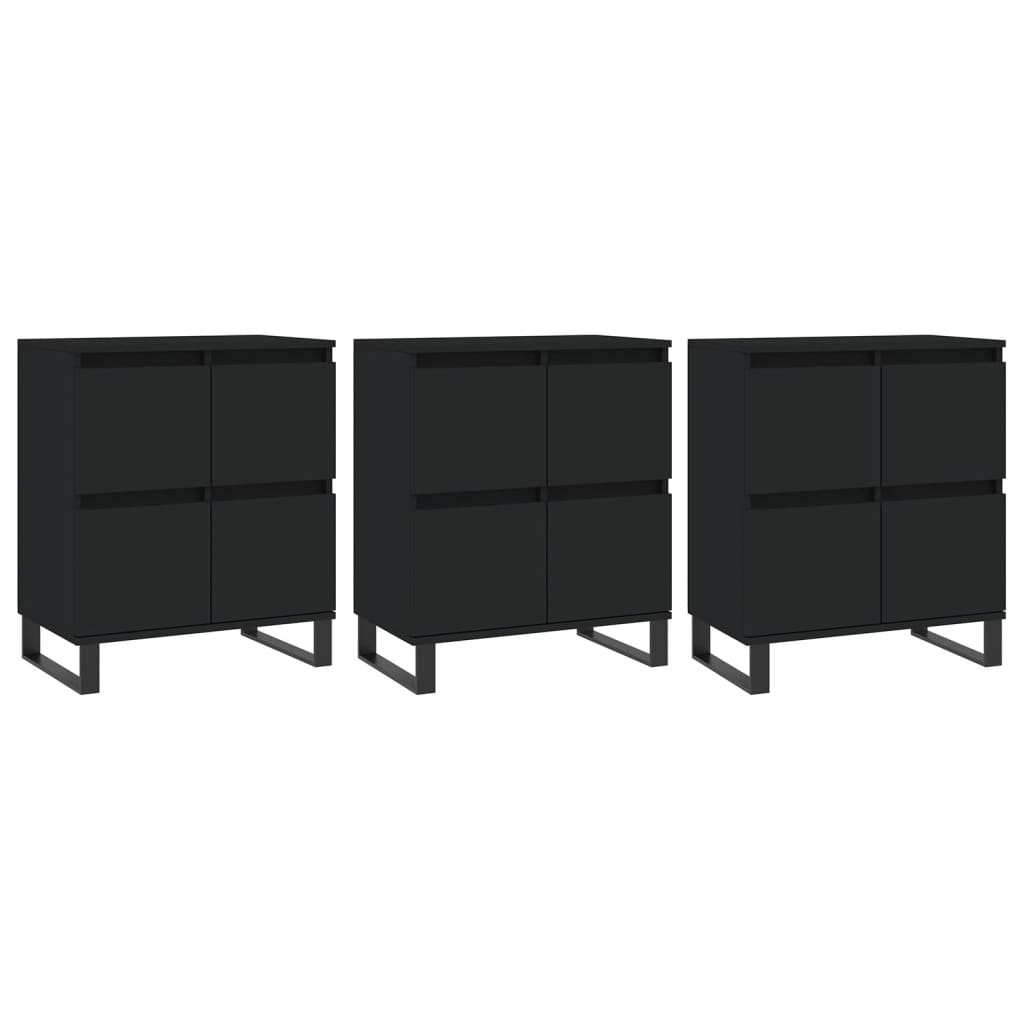 vidaXL Aparadores 3 uds madera contrachapada negro