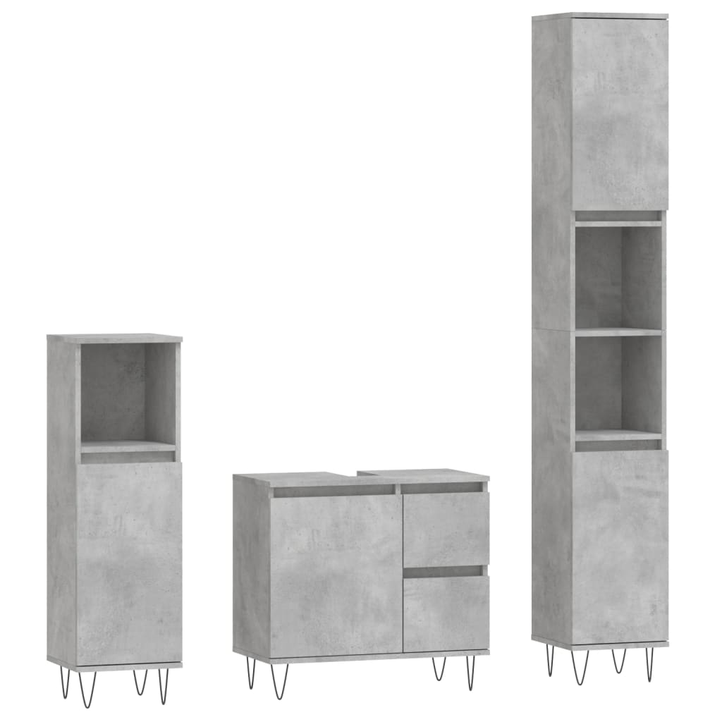 vidaXL Set muebles de baño 2 piezas madera contrachapada gris hormigón