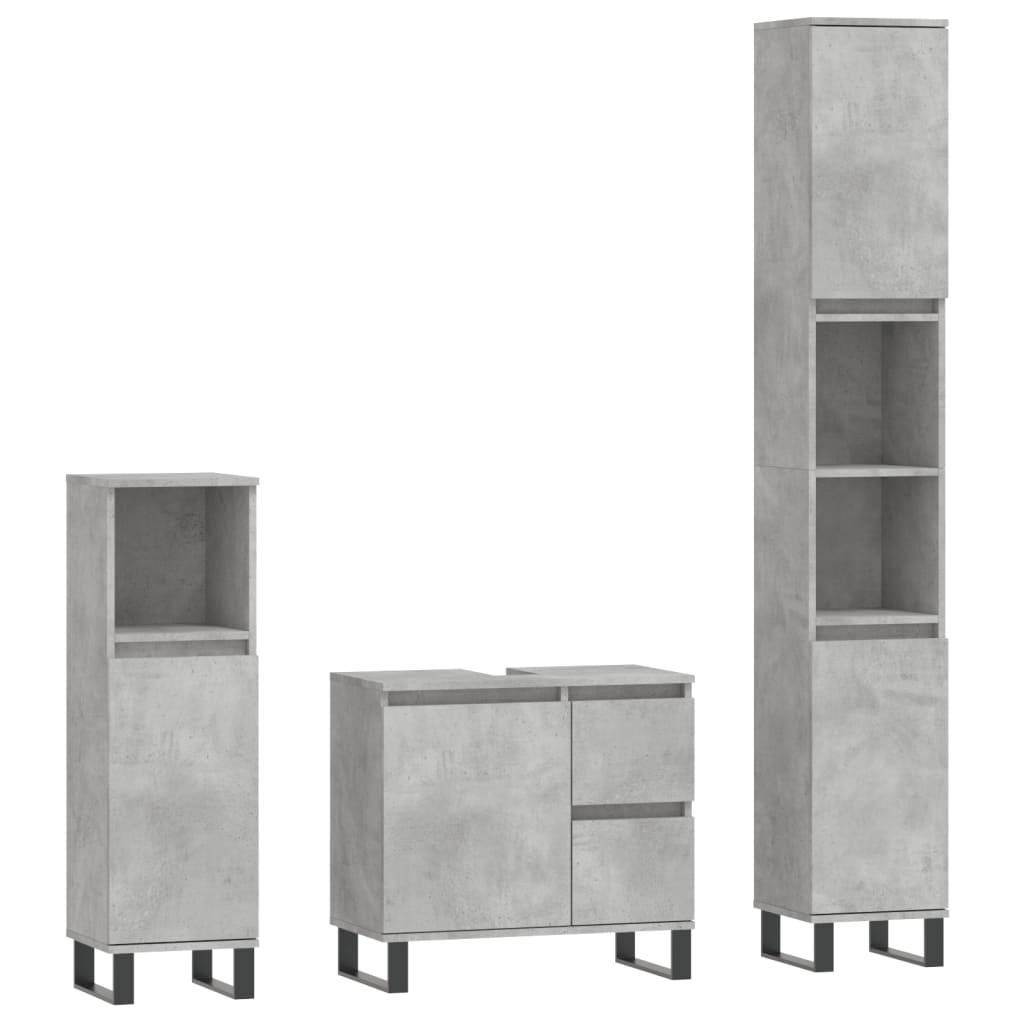 vidaXL Set muebles de baño 2 piezas madera contrachapada gris hormigón