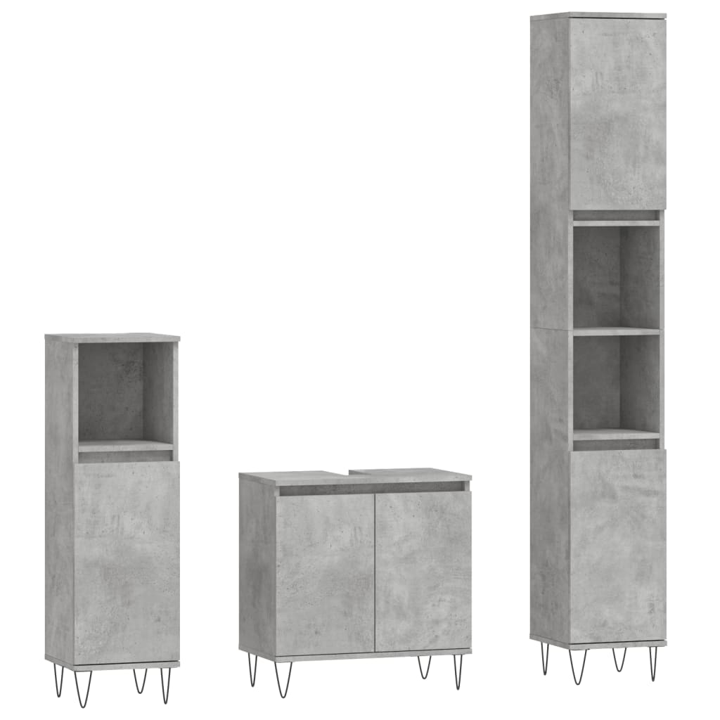 vidaXL Set muebles de baño 2 piezas madera contrachapada gris hormigón