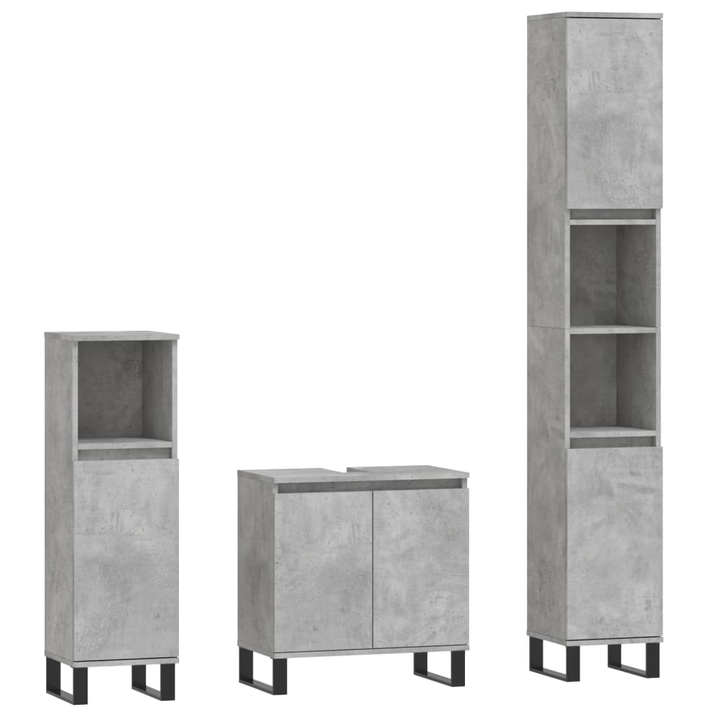 vidaXL Set muebles de baño 2 piezas madera contrachapada gris hormigón