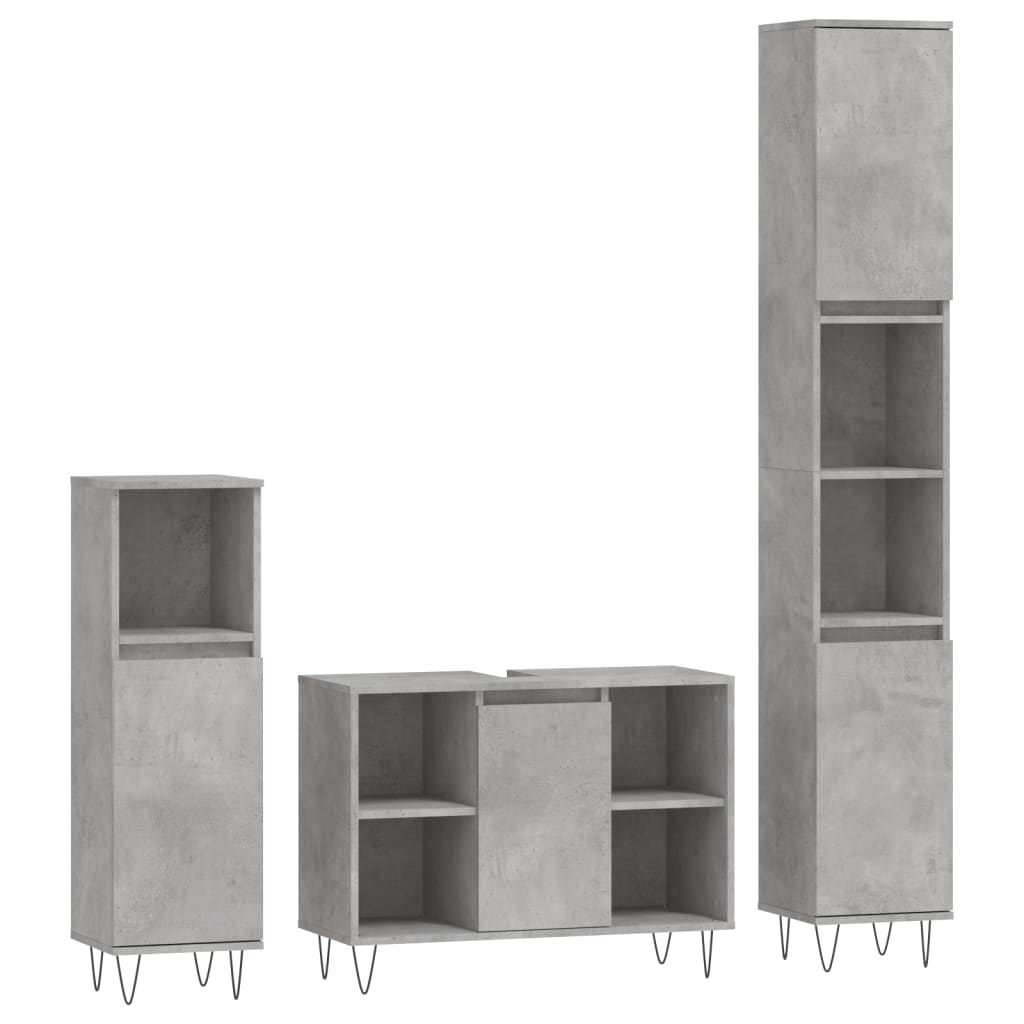 vidaXL Set muebles de baño 2 piezas madera contrachapada gris hormigón