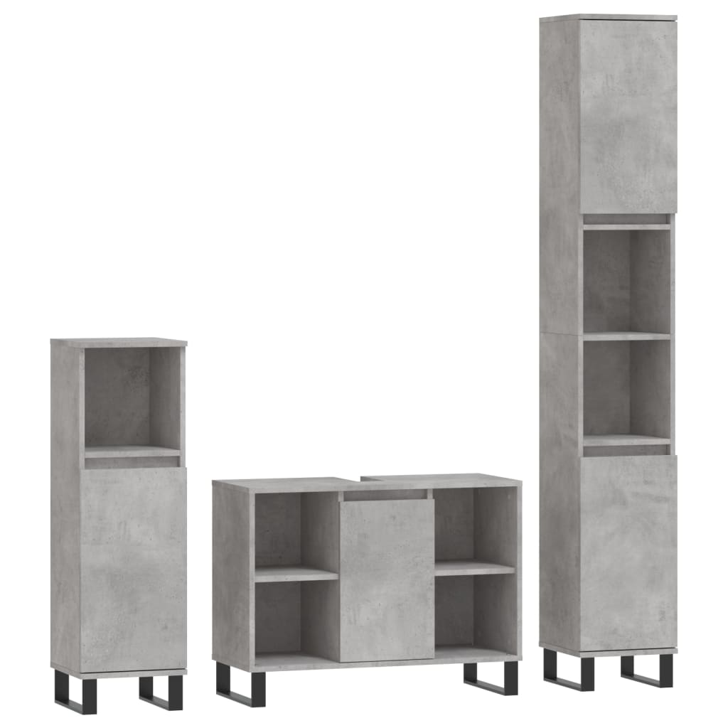 vidaXL Set muebles de baño 2 piezas madera contrachapada gris hormigón