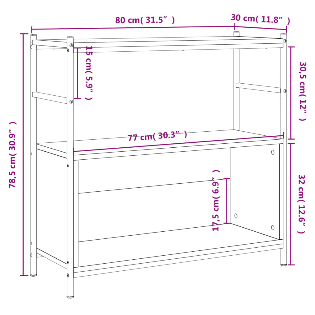 vidaXL Estantería hierro madera ingeniería roble Sonoma 80x30x78,5 cm