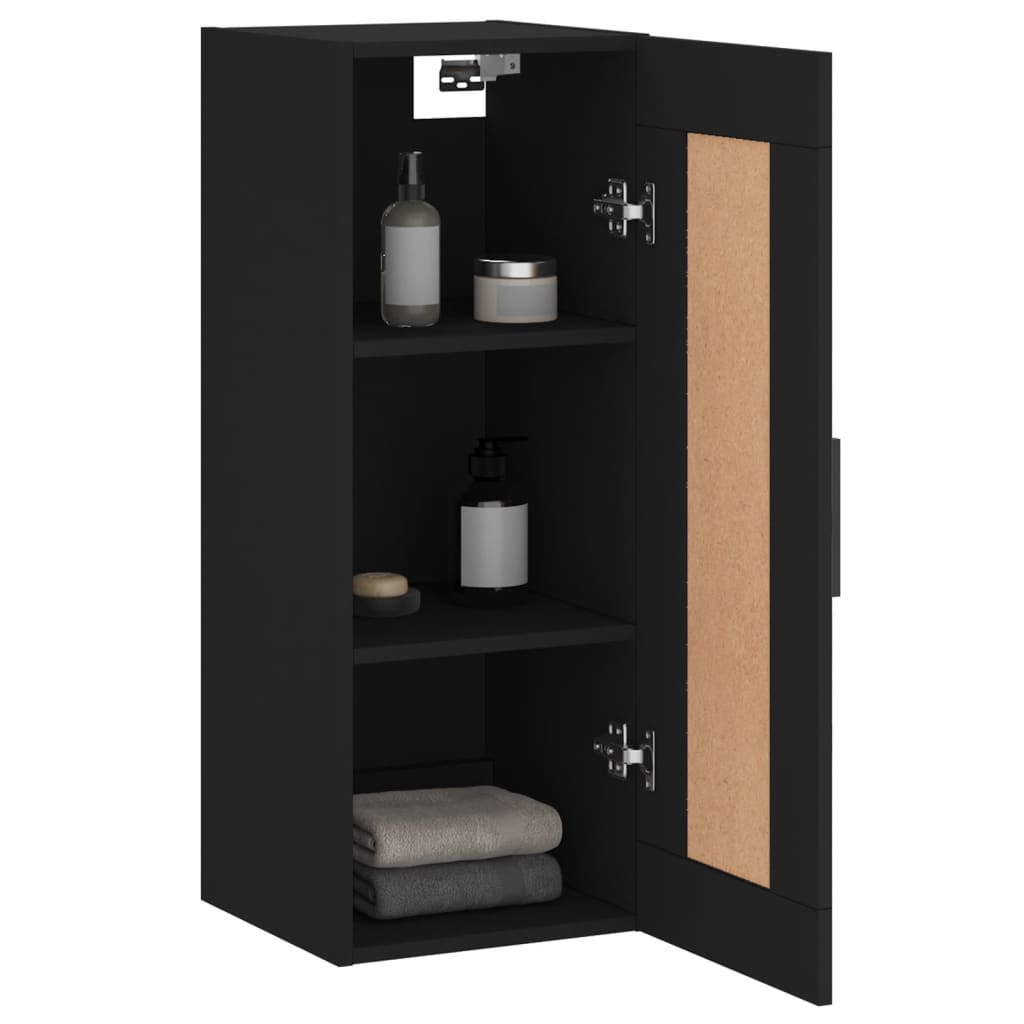 vidaXL Armario de pared madera de ingeniería negro 34,5x34x90 cm