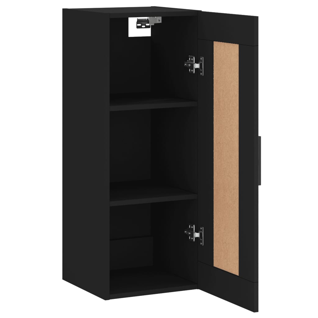 vidaXL Armario de pared madera de ingeniería negro 34,5x34x90 cm