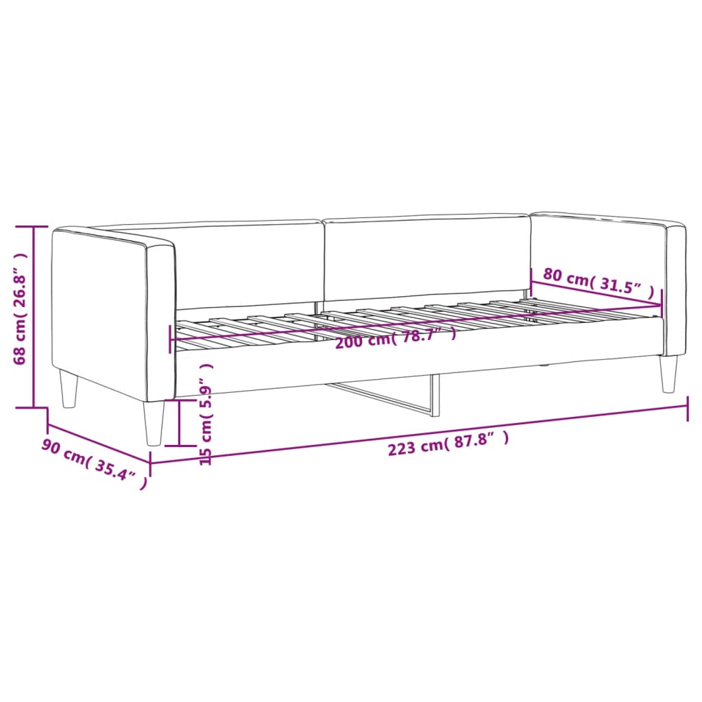 vidaXL Sofá cama sin colchón tela gris claro 80x200 cm