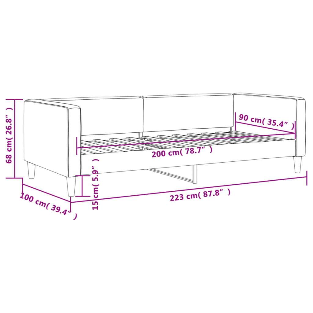 vidaXL Sofá cama sin colchón tela gris claro 90x200 cm