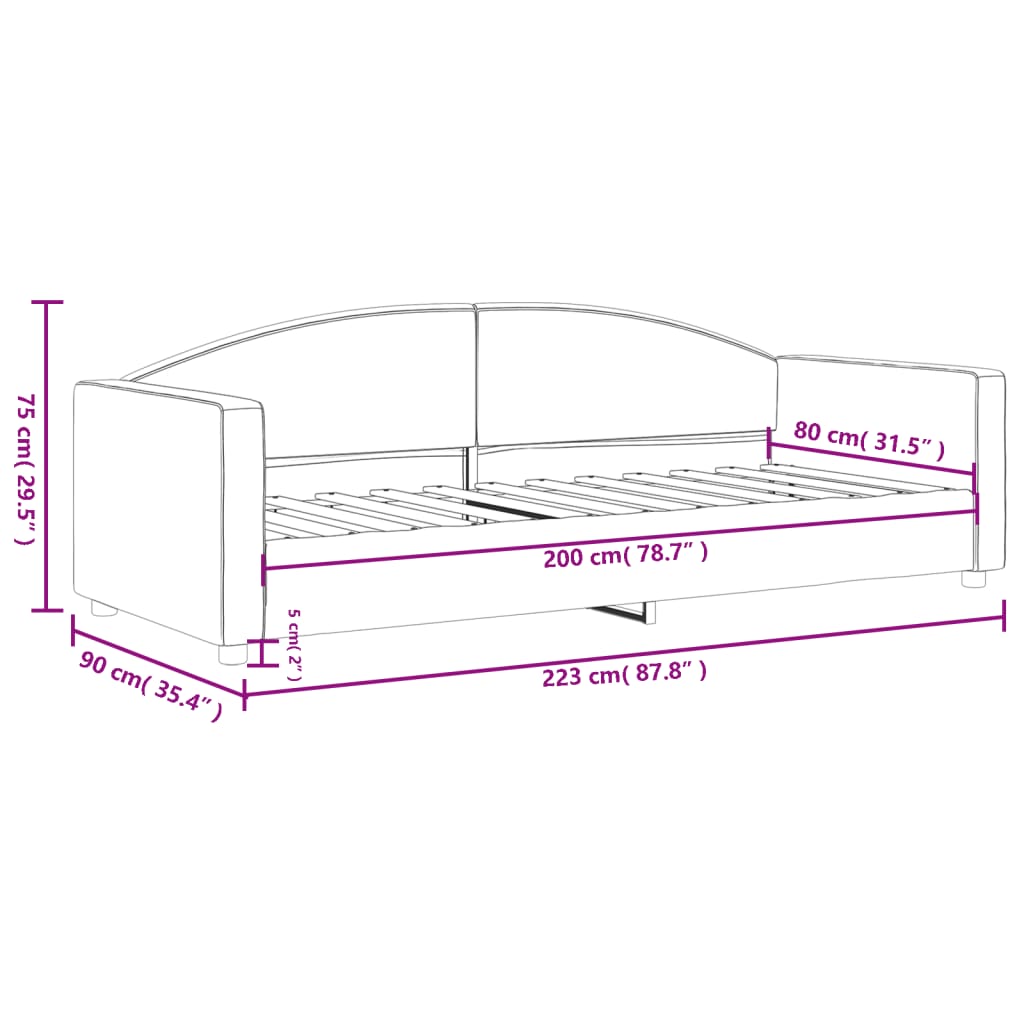 vidaXL Sofá cama sin colchón tela gris claro 80x200 cm