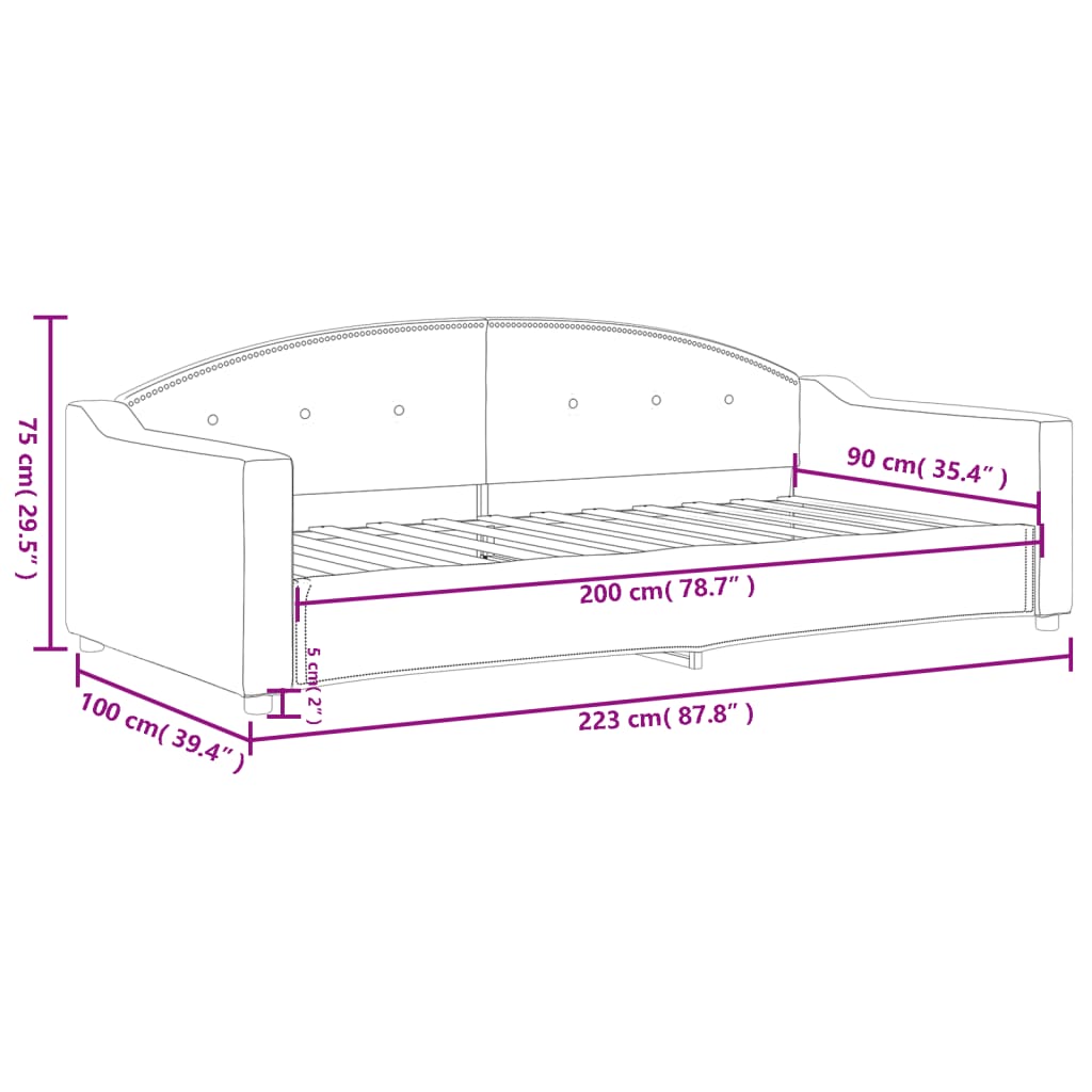 vidaXL Sofá cama sin colchón tela gris claro 90x200 cm