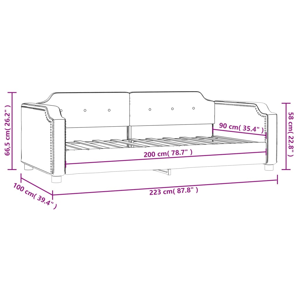 vidaXL Sofá cama sin colchón tela gris claro 90x200 cm