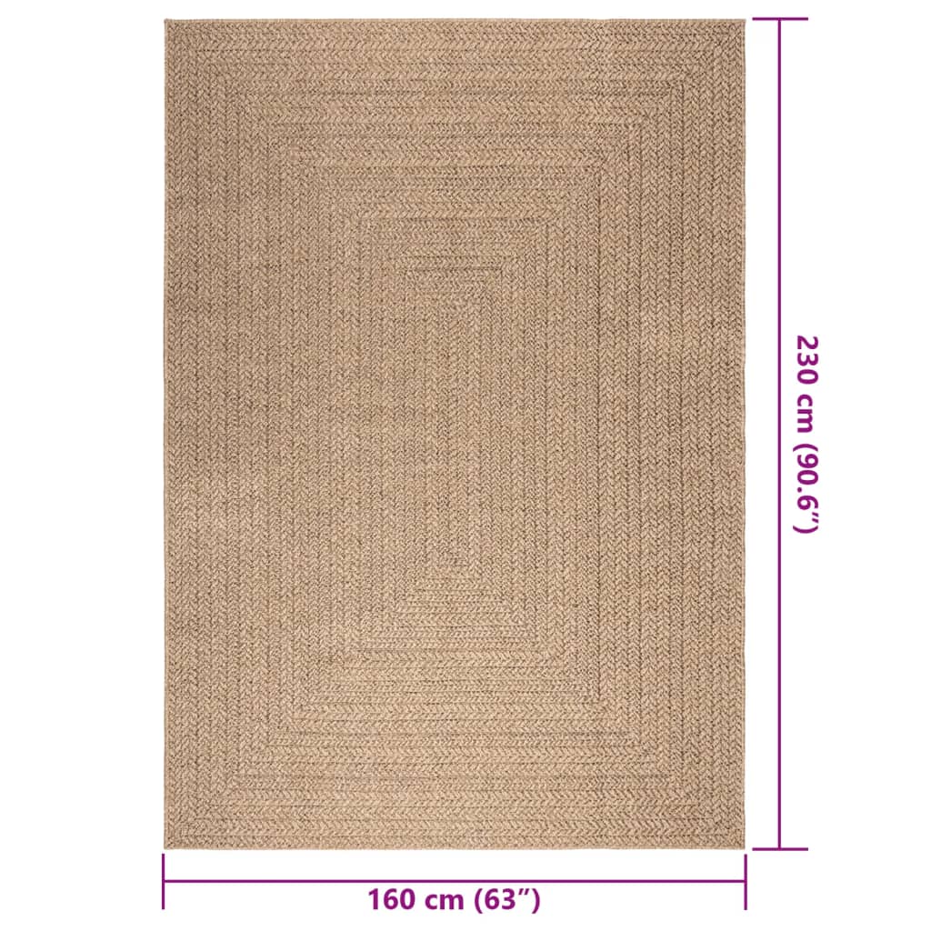 vidaXL Alfombra ZIZUR apariencia de yute interior y exterior 160x230 cm