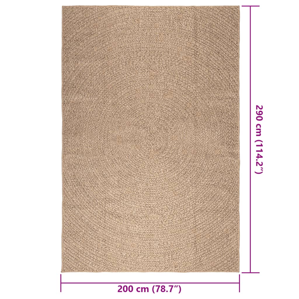 vidaXL Alfombra ZIZUR apariencia de yute interior y exterior 200x290cm