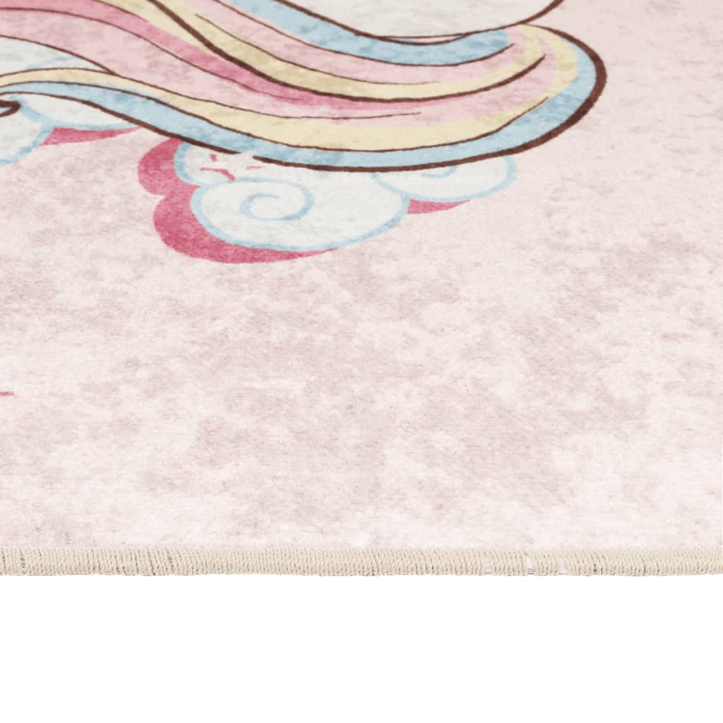 vidaXL Alfombra niños lavable antideslizante unicornio rosa 160x230 cm