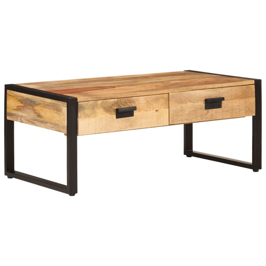 vidaXL Mesa de centro hierro y madera maciza de mango 100x54x40 cm