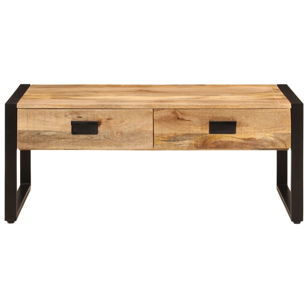 vidaXL Mesa de centro hierro y madera maciza de mango 100x54x40 cm