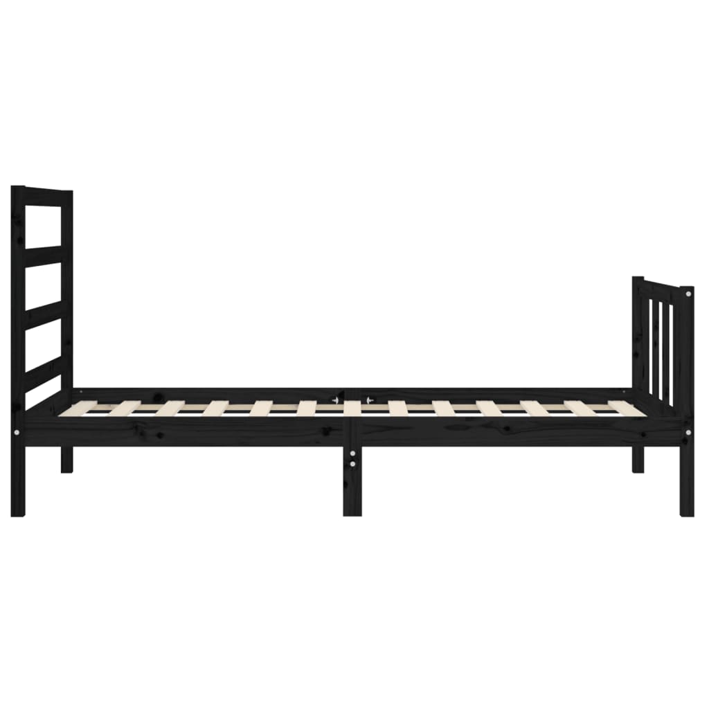 vidaXL Estructura de cama con cabecero madera maciza negro 90x190 cm