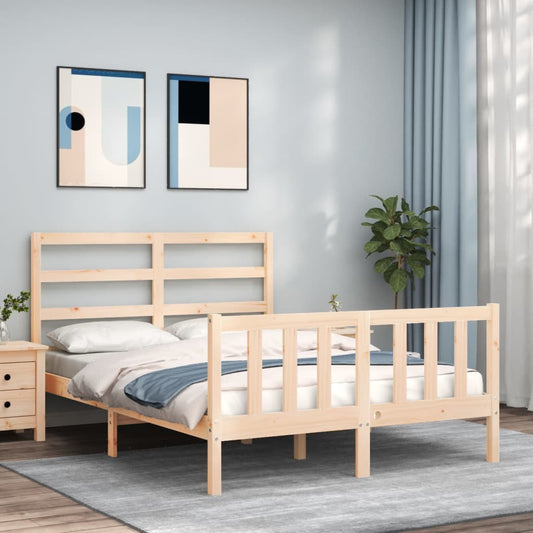 vidaXL Estructura de cama de matrimonio con cabecero madera maciza