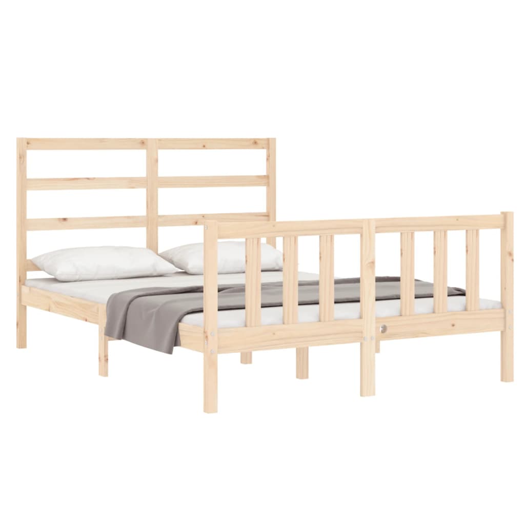 vidaXL Estructura de cama de matrimonio con cabecero madera maciza