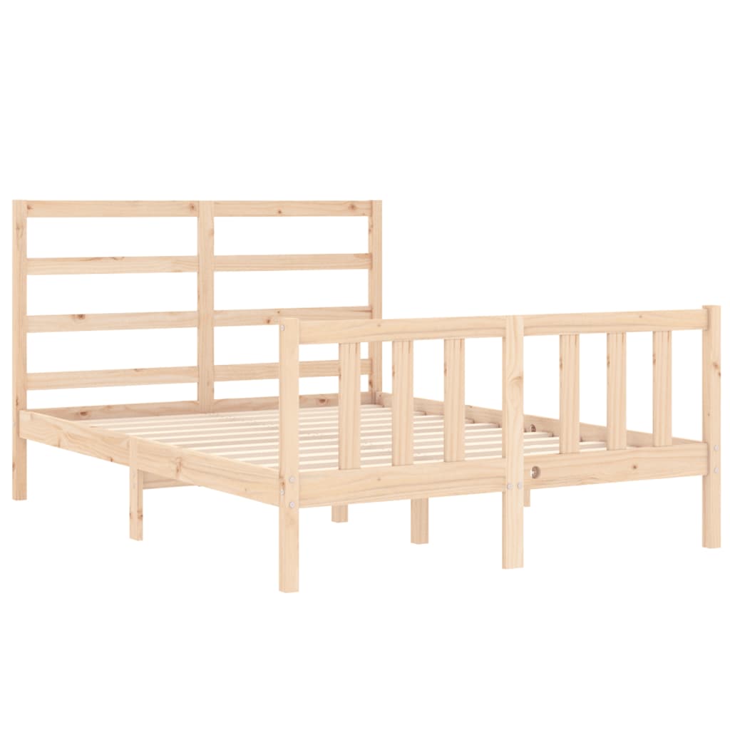 vidaXL Estructura de cama de matrimonio con cabecero madera maciza