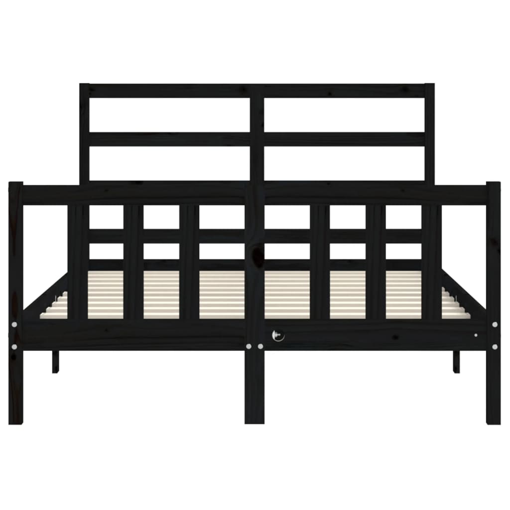 vidaXL Estructura de cama con cabecero madera maciza negro 140x190 cm